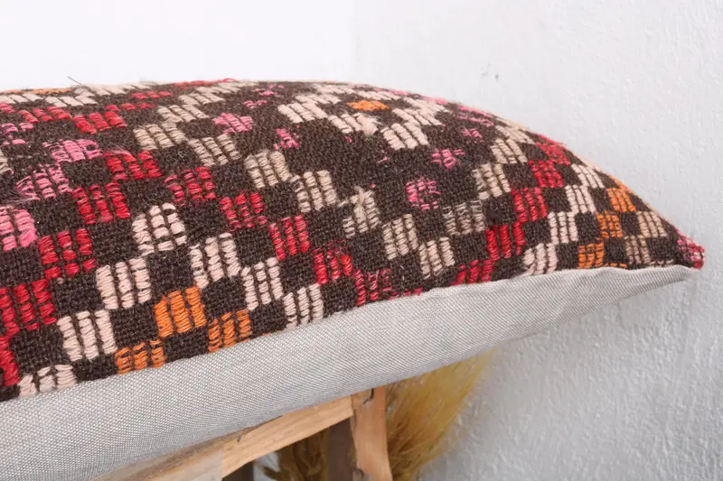 Meditation Pillow, Cushion Case, Interior Designer Pillow, Gift Pillow, 16x43 Red Pillow, Throw Kilim Pillow, Ethnic Pillow Cover Pillow Case - 6