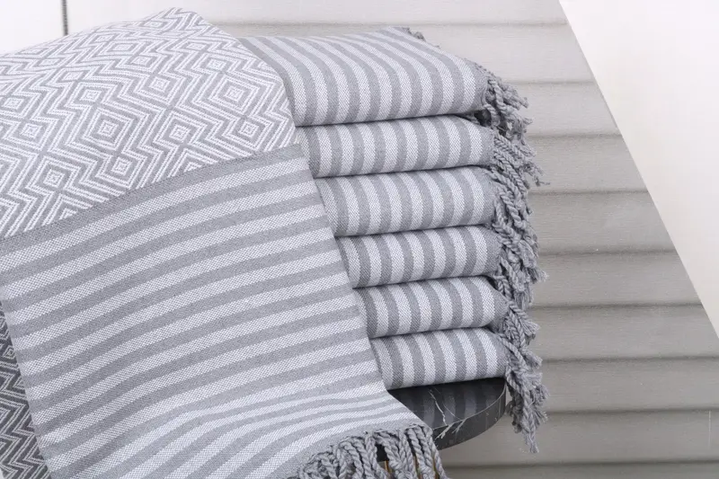 Custom Beach Towel Light Gray Cotton, 40x71 Inches