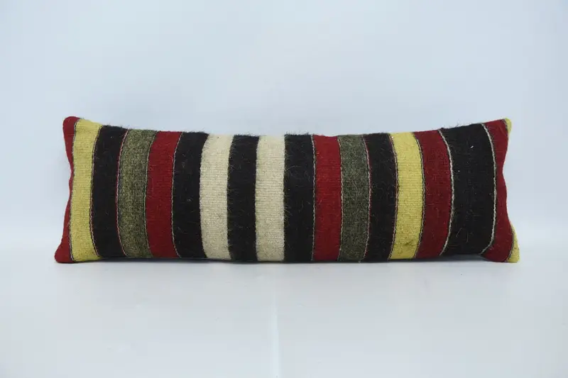 Kilim Cushion Sham, Pillow, Handmade Kilim Cushion, Turkish Pillow, 12x36 Red Pillow Case, Christmas Pillow Cover, Handmade Throw Cushion Cover - 1