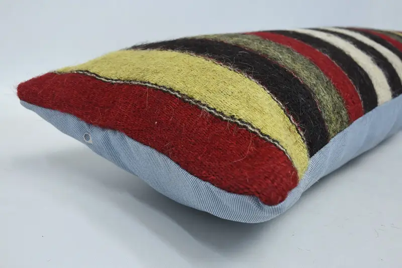 Kilim Cushion Sham, Pillow, Handmade Kilim Cushion, Turkish Pillow, 12x36 Red Pillow Case, Christmas Pillow Cover, Handmade Throw Cushion Cover - 5