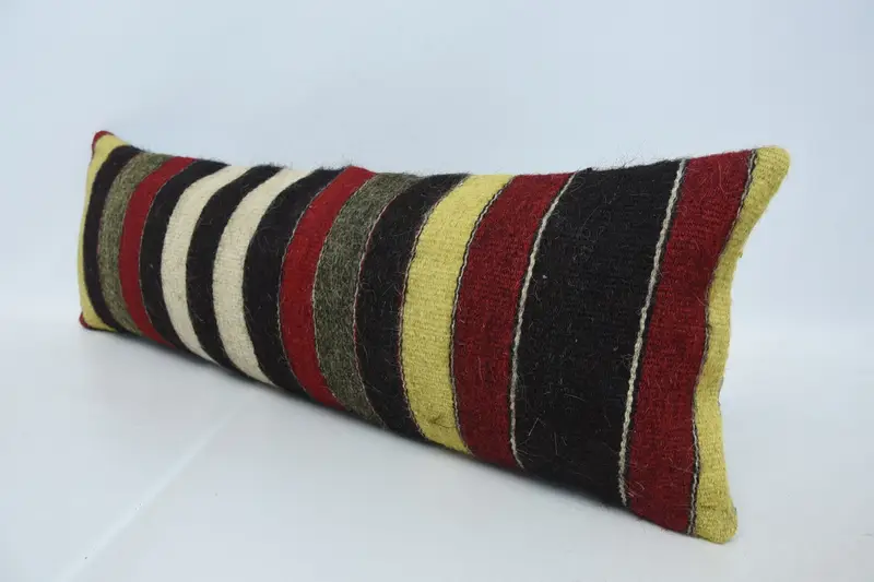 Kilim Cushion Sham, Pillow, Handmade Kilim Cushion, Turkish Pillow, 12x36 Red Pillow Case, Christmas Pillow Cover, Handmade Throw Cushion Cover - 4