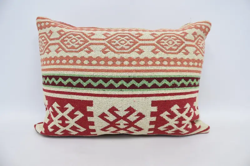 Muted Cushion, Vintage Kilim Pillow, Antique Pillows, Pet Pillow, 20x28 Red Cushion Cover, Art Deco Cushion, Pillow Sham, Boho Pillow - 1
