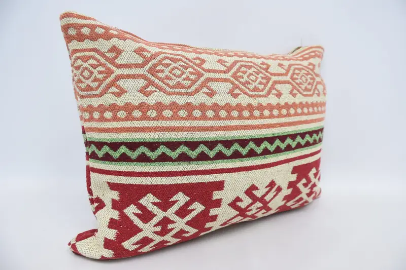Muted Cushion, Vintage Kilim Pillow, Antique Pillows, Pet Pillow, 20x28 Red Cushion Cover, Art Deco Cushion, Pillow Sham, Boho Pillow - 3