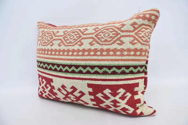 Muted Cushion, Vintage Kilim Pillow, Antique Pillows, Pet Pillow, 20x28 Red Cushion Cover, Art Deco Cushion, Pillow Sham, Boho Pillow - 4