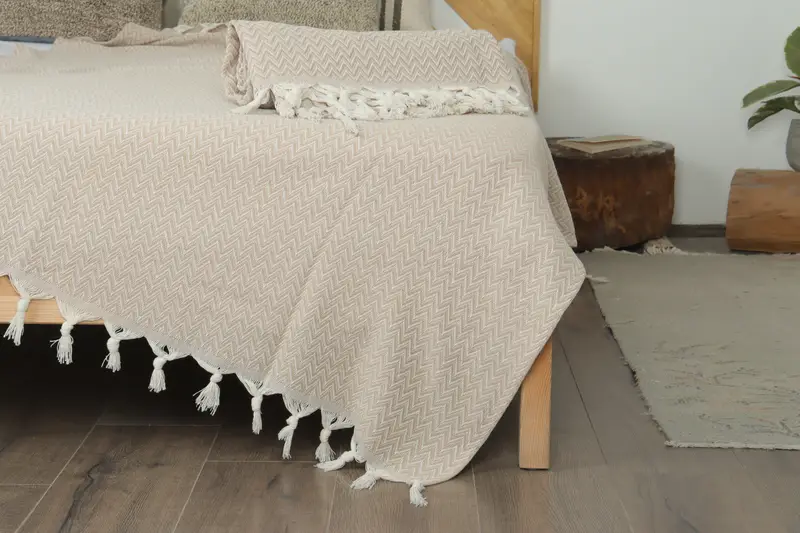 Bedspread, Valentines Day Gift, Woven Throw Blanket, Turkish Cotton Blanket, 76x64 Cotton Zig zag Towel, Thanksgiving Tablecloth, Bachelorette Gifts - 7