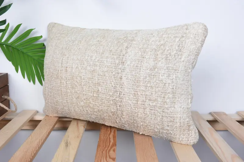 Interior Designer Pillow, Ethnic Throw Pillow, Vintage Pillow, Lounge Throw Pillow Sham, 12x20 Beige Pillow, Handmade Kilim Cushion, Pillow Case - 5