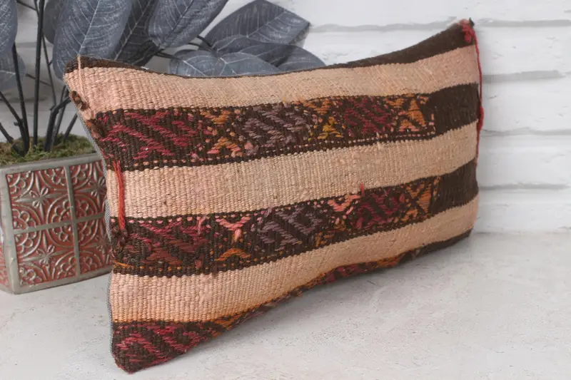 Interior Designer Pillow, 8x16 Beige Cushion Cover, Pillow, Southwestern Pillow Sham, Turkish Kilim Pillow, Ethnical Kilim Rug Pillow - 4