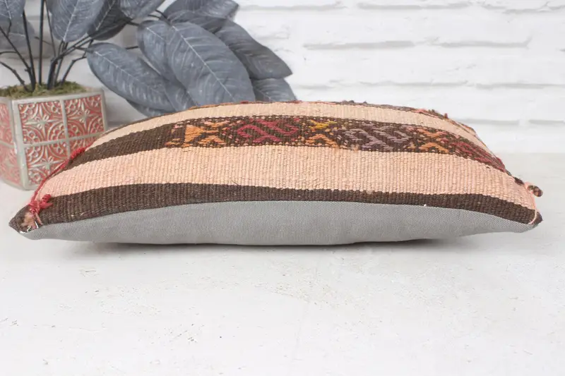 Interior Designer Pillow, 8x16 Beige Cushion Cover, Pillow, Southwestern Pillow Sham, Turkish Kilim Pillow, Ethnical Kilim Rug Pillow - 5