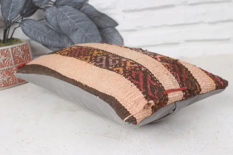 Interior Designer Pillow, 8x16 Beige Cushion Cover, Pillow, Southwestern Pillow Sham, Turkish Kilim Pillow, Ethnical Kilim Rug Pillow - 6
