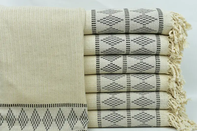 Cotton towel, Bridesmaid Gifts, 70x36 Linen Kilim Design Towel, Unique Turkish towel with custom embroidery USA, Sand-resistant towel, Custom Gifts - 1