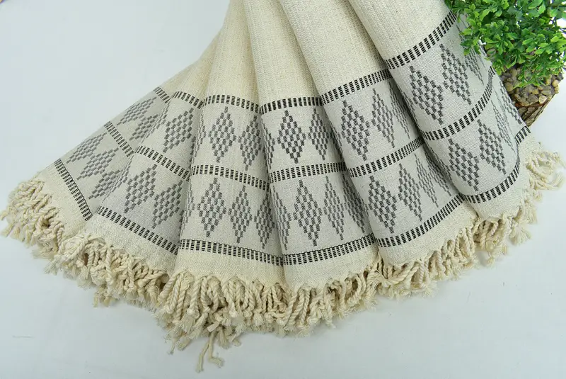 Cotton towel, Bridesmaid Gifts, 70x36 Linen Kilim Design Towel, Unique Turkish towel with custom embroidery USA, Sand-resistant towel, Custom Gifts - 4