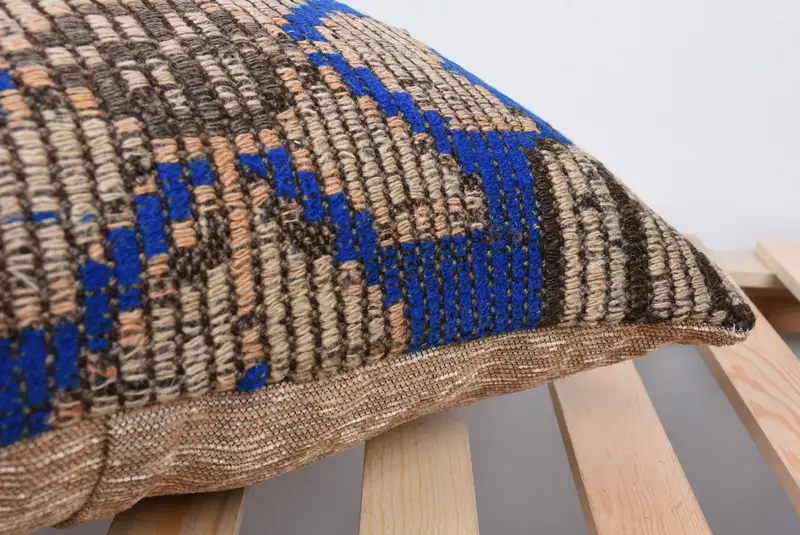 Kilim Pillow Cover, Antique Pillows, Vintage Pillow, Tribal Pillow Sham, 18x18 Blue Pillow, Seat Pillow Case, Cushion, Retro Throw Pillow Sham - 7