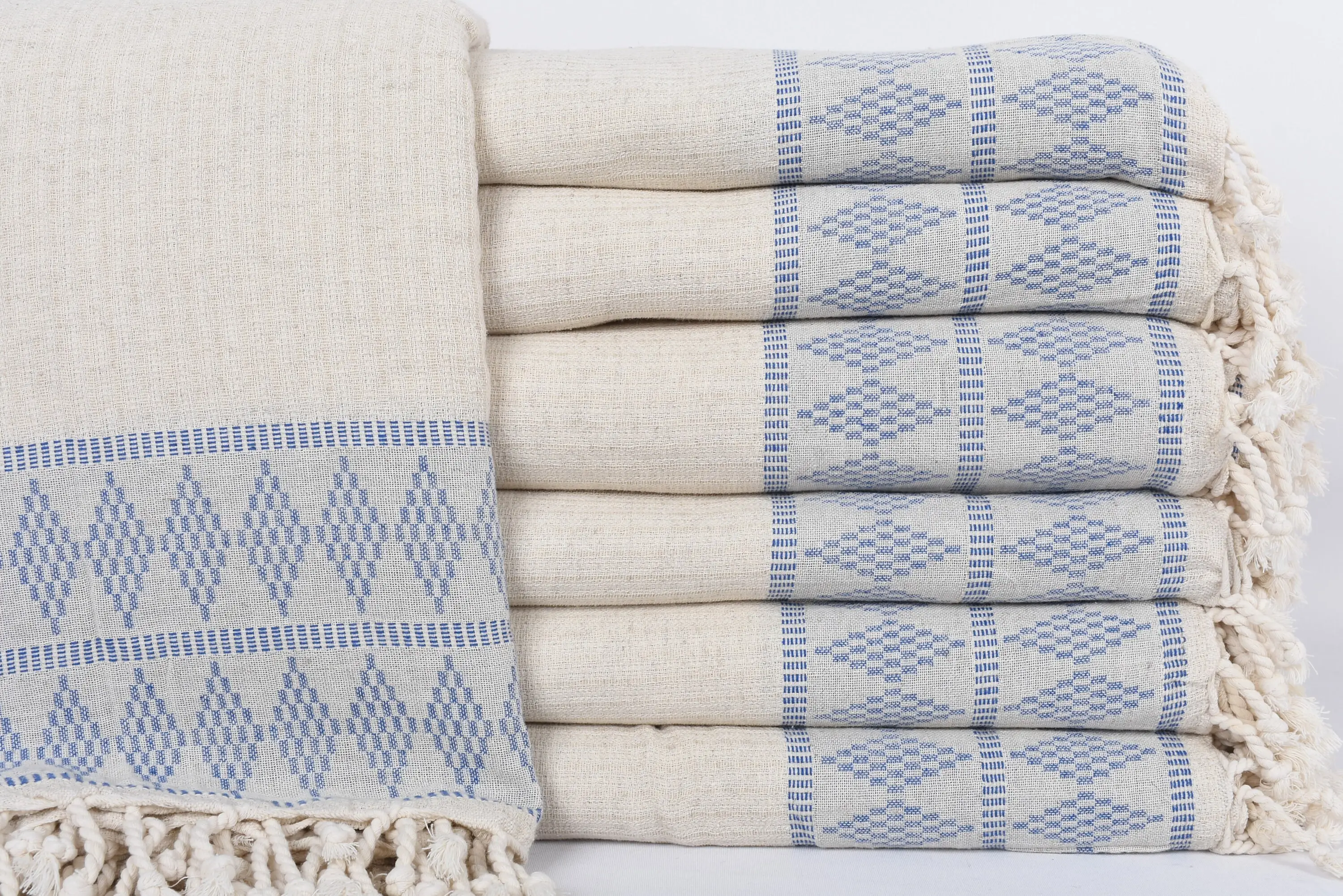 Custom Wedding Gift Sax Blue Kilim Design Blanket, 99x87 Inches - 1