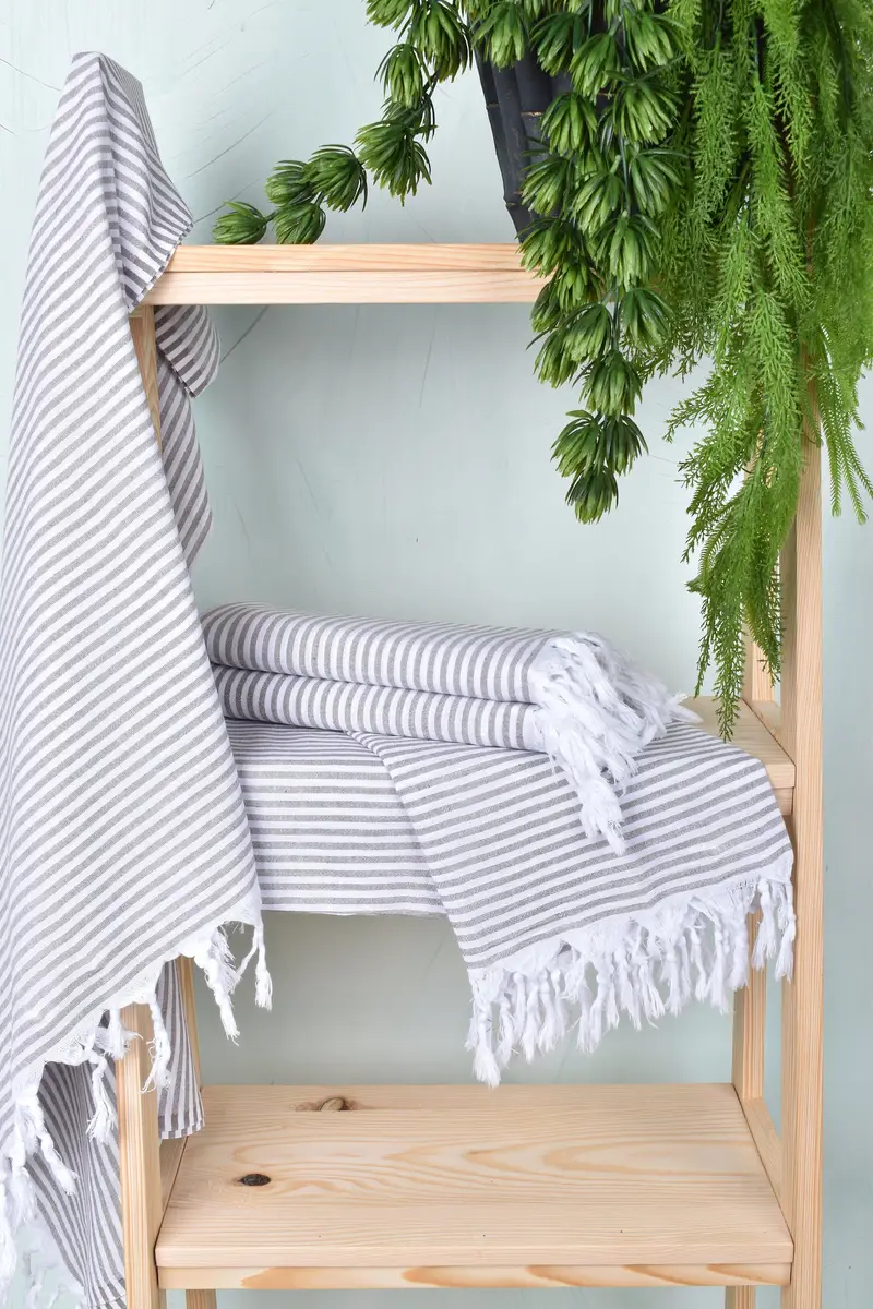 Gifts For Him, Sand-Resistant Peshtemal, Home Decor Gifts, Bridal Shower Gifts, Turkish towel, 68x36 Cotton Striped Towel, Turkish Towel Set - 6
