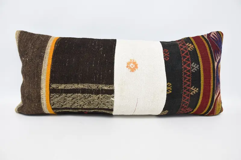 Pillow Cover, Pillow for Sofa, Pillow for Couch, Pastel Cushion Cover, 16x36 Brown Cushion, Yoga Pillow, Couch Pillow, Kilim Cushion Sham - 1