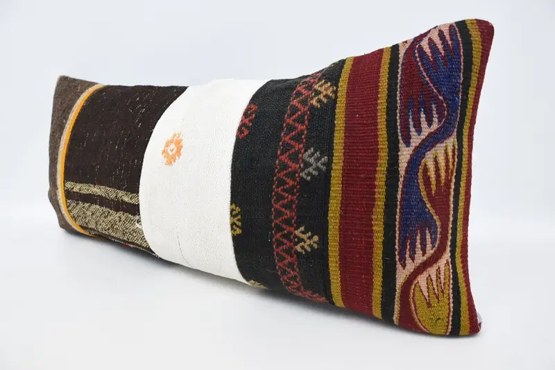 Pillow Cover, Pillow for Sofa, Pillow for Couch, Pastel Cushion Cover, 16x36 Brown Cushion, Yoga Pillow, Couch Pillow, Kilim Cushion Sham - 4