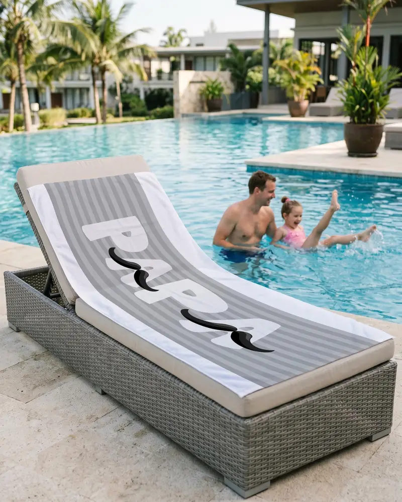 Personalized Mustache Beach Towel Gift for Dad, Custom Father’s Day Towel - 1