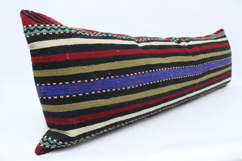 Pillow for Couch, Vintage Cushion, Pillow Cover, Office Chair Pillow, Kilim Pillow Cover, Kilim Cushion Sham, 16x48 Blue Cushion Cover - 3