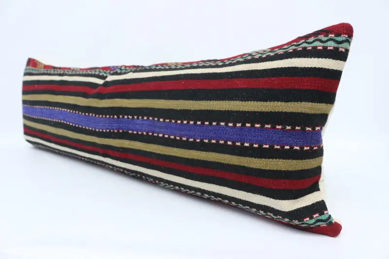Pillow for Couch, Vintage Cushion, Pillow Cover, Office Chair Pillow, Kilim Pillow Cover, Kilim Cushion Sham, 16x48 Blue Cushion Cover - 4
