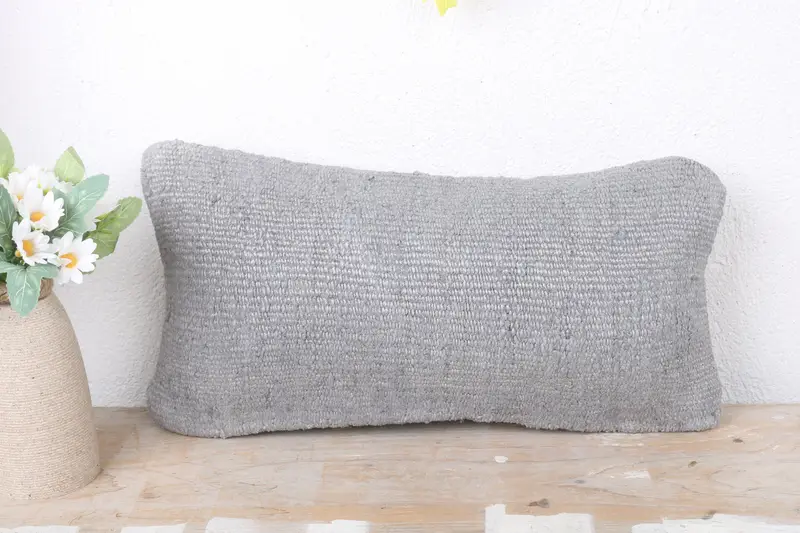 8x16 Gray Cushion, Pillow Sham, Rustic Pillow Case, Crochet Pattern Pillow, Boho Pillow, Interior Designer Pillow, Antique Pillows - 2