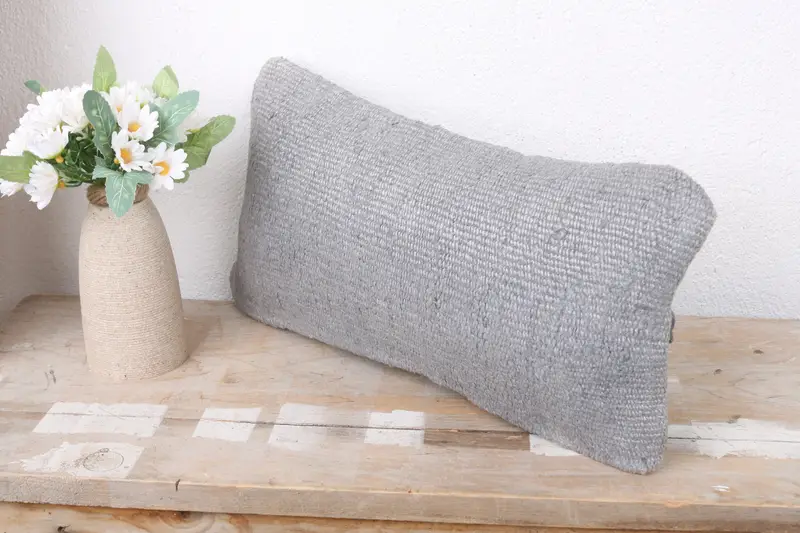 8x16 Gray Cushion, Pillow Sham, Rustic Pillow Case, Crochet Pattern Pillow, Boho Pillow, Interior Designer Pillow, Antique Pillows - 4