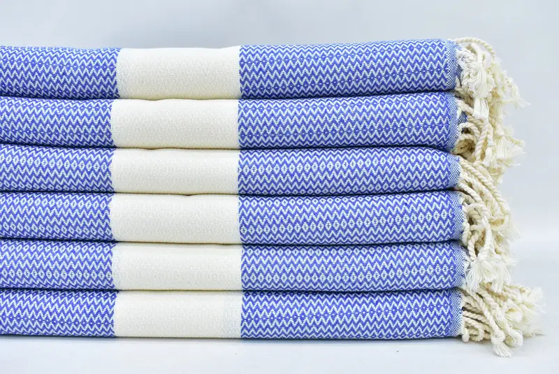 Personalized Turkish Cotton Beach Towel Blue Diamond, 70x40 Inches