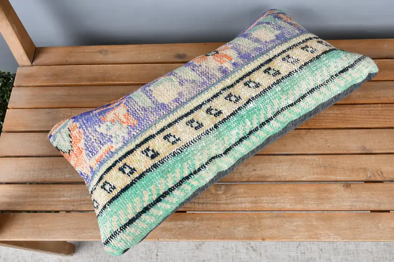 Pillow for Sofa, Customized Cushion Case, Home Decor Pillow, Pillow Sham, 12x24 Blue Pillow Case, Sofa Bolster Cushion, Antique Pillows - 2