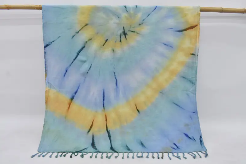Embroidered Beach Towel Multi-Color Tie Dye, Organic Cotton, 63x40 Inches