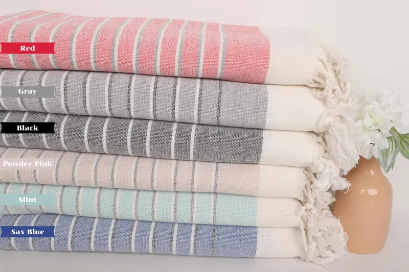 Bathroom Towel, Oversized Beach Towel, Pool Towels, Bridal Shower Gift, Lightweight towel, Bridal Shower Favors, 68x40 Cotton Striped Terry Towel - 2