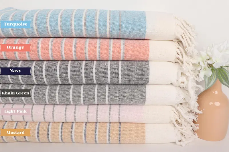 Bathroom Towel, Oversized Beach Towel, Pool Towels, Bridal Shower Gift, Lightweight towel, Bridal Shower Favors, 68x40 Cotton Striped Terry Towel - 1