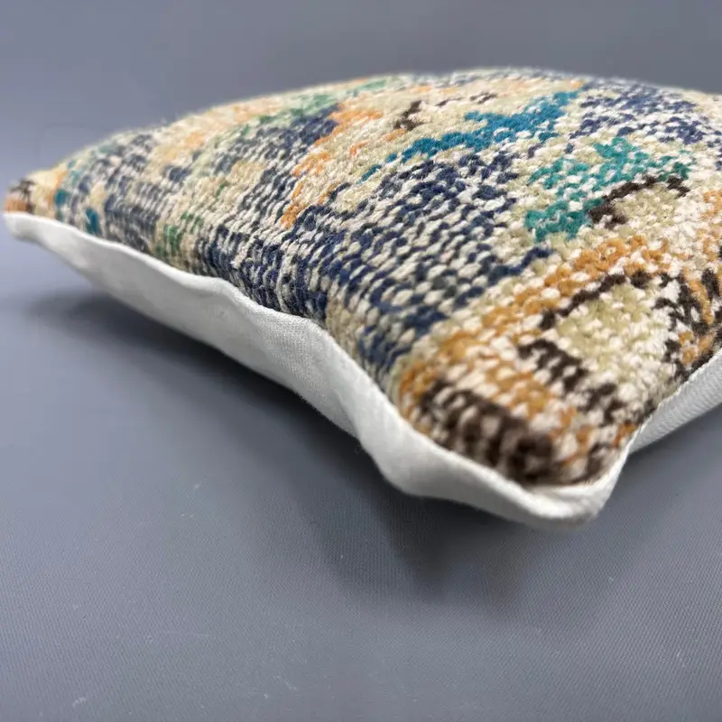 12x12 Blue Cushion, Meditation Pillow Cover, Turkish Kilim Pillow, Cozy Throw Pillow, Kilim Pillow Cover, Interior Designer Pillow, Pillow - 6