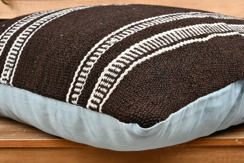 Turkish Pillow, 28x28 Brown Cushion, Pillow Sham, Kilim Cushion Sham, Morroccon Kilim Cushion Pillow, Boho Pillow Sham Cover - 3