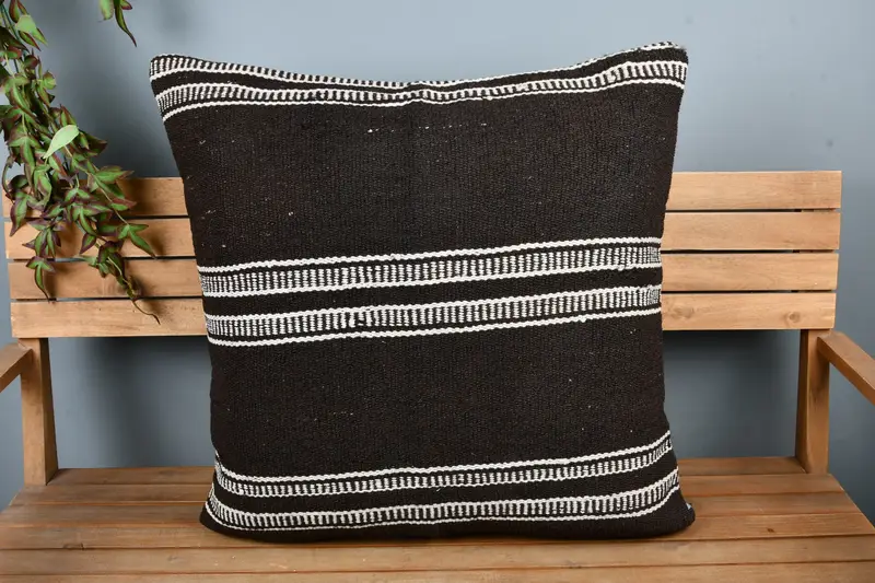 Turkish Pillow, 28x28 Brown Cushion, Pillow Sham, Kilim Cushion Sham, Morroccon Kilim Cushion Pillow, Boho Pillow Sham Cover - 6