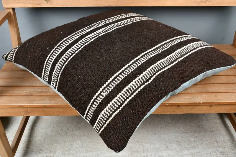 Turkish Pillow, 28x28 Brown Cushion, Pillow Sham, Kilim Cushion Sham, Morroccon Kilim Cushion Pillow, Boho Pillow Sham Cover - 2