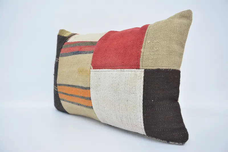 Seat Pillow Cover, Throw Kilim Pillow, Home Decor Pillow, 16x24 Beige Cushion Case, Cushion Case, Bolster Throw Pillow Sham, Vintage Kilim Pillow - 4
