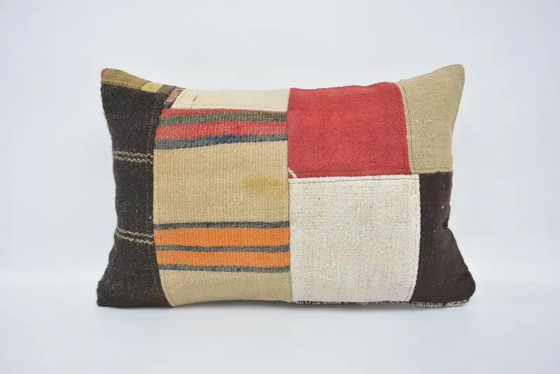 Seat Pillow Cover, Throw Kilim Pillow, Home Decor Pillow, 16x24 Beige Cushion Case, Cushion Case, Bolster Throw Pillow Sham, Vintage Kilim Pillow - 1