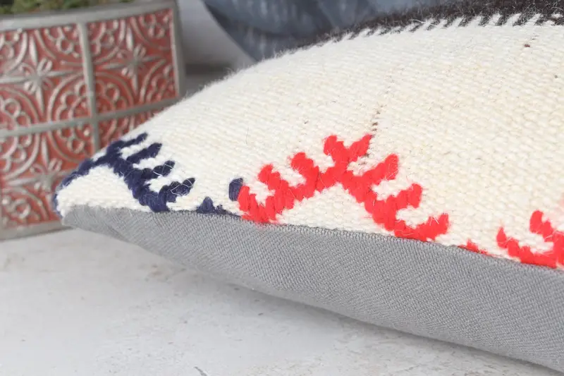 Throw Kilim Pillow, Vintage Kilim Pillow, Vintage Kilim Throw Pillow, Office Chair Cushion Case, Pillow Cover, 8x16 Beige Pillow, Indoor Pillow Sham - 7