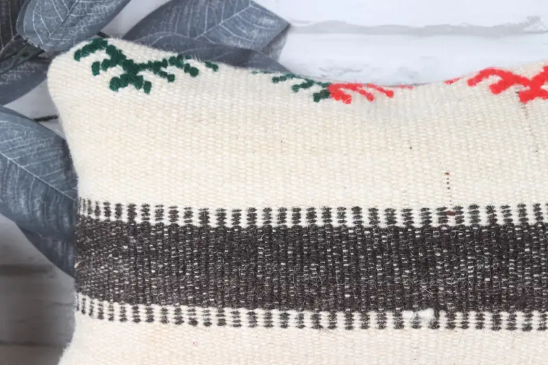 Throw Kilim Pillow, Vintage Kilim Pillow, Vintage Kilim Throw Pillow, Office Chair Cushion Case, Pillow Cover, 8x16 Beige Pillow, Indoor Pillow Sham - 2