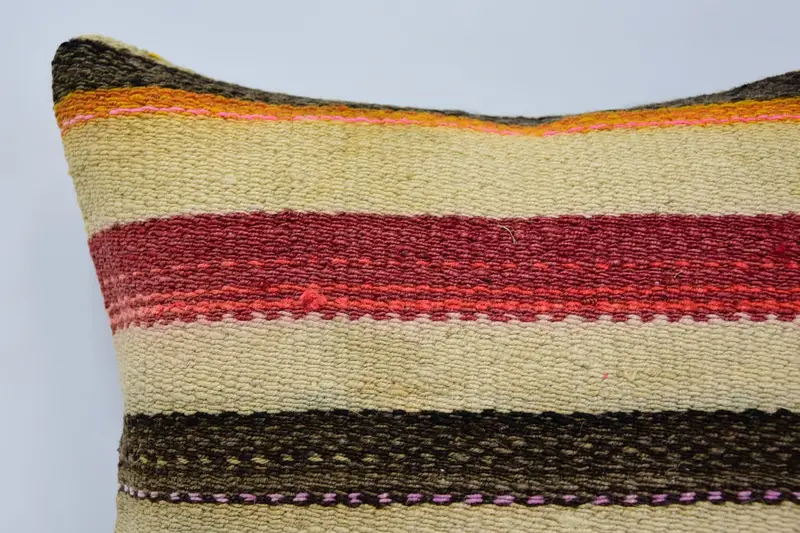 Ethnical Kilim Rug Pillow, 12x12 Beige Pillow Cover, Cushion, Boho Pillow, Throw Kilim Pillow, Anatolian Cushion Case, Christmas Pillow Cover - 2