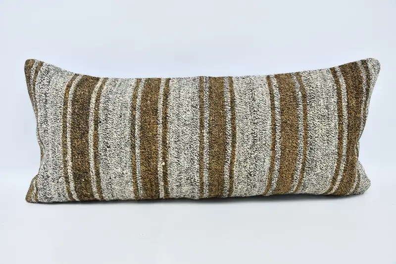 Throw Kilim Pillow, Vintage Kilim Throw Pillow, 16x36 White Pillow, Interior Designer Pillow, Cushion Case, Comfy Throw Cushion Cover - 1