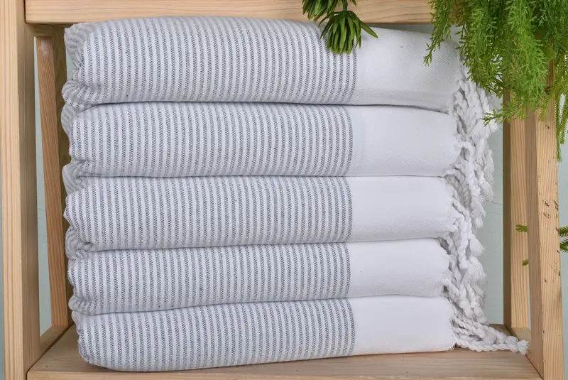 Custom Wedding Gifts, Custom Hand Towel, Monogram Kitchen Towel, Organic Towel, Bachelor Gifts, 40x18 Cotton Striped Towel, Personalized Hand Towel - 1