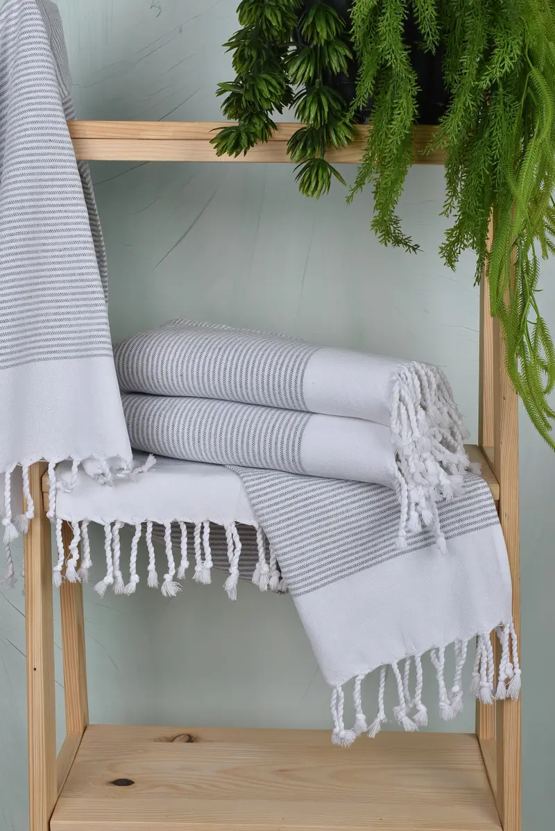 Custom Wedding Gifts, Custom Hand Towel, Monogram Kitchen Towel, Organic Towel, Bachelor Gifts, 40x18 Cotton Striped Towel, Personalized Hand Towel - 6