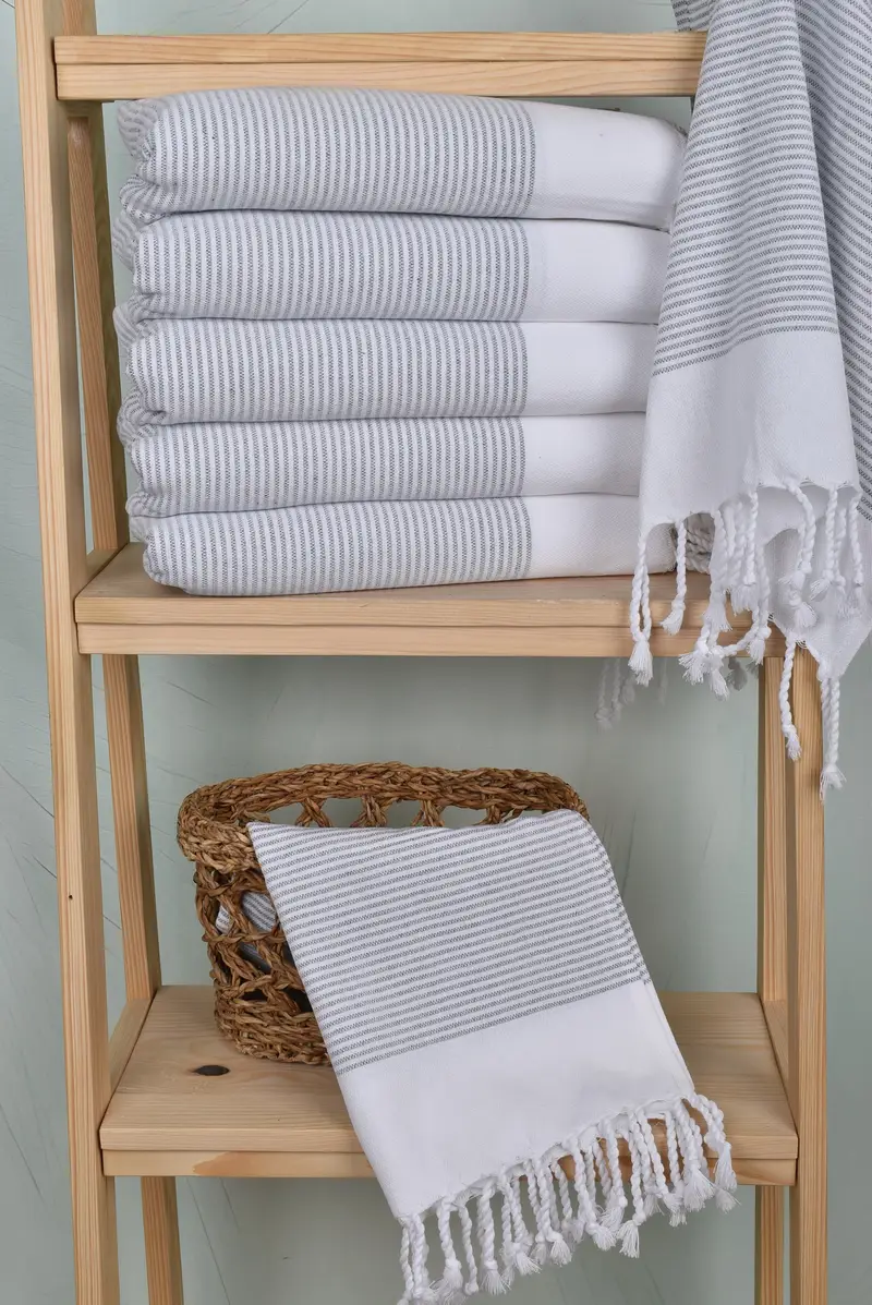 Custom Wedding Gifts, Custom Hand Towel, Monogram Kitchen Towel, Organic Towel, Bachelor Gifts, 40x18 Cotton Striped Towel, Personalized Hand Towel - 3