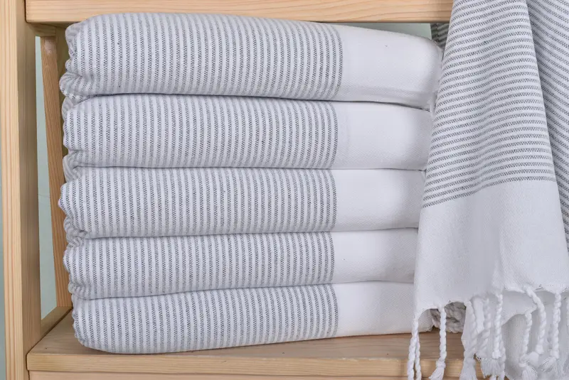 Custom Wedding Gifts, Custom Hand Towel, Monogram Kitchen Towel, Organic Towel, Bachelor Gifts, 40x18 Cotton Striped Towel, Personalized Hand Towel - 2