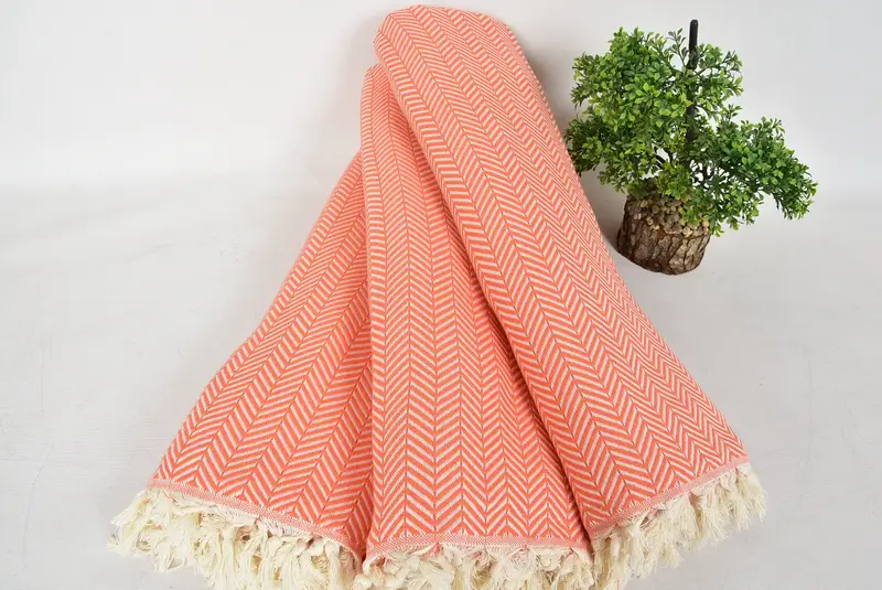Engagement Gift, Throw Blanket, Bridesmaid Gifts, 92x76 Cotton Chevron Towel, Woven Throw Blanket, Wedding Anniversary Gift, Christmas Tablecloth - 4