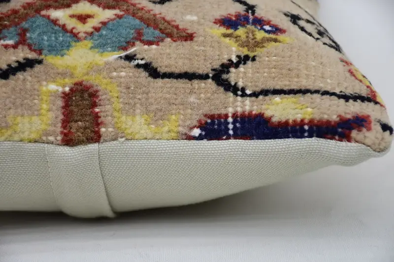 Art Deco Pillow, Vintage Kilim Pillow, Pillow for Sofa, Cushion Case, 12x12 Beige Pillow, Gift Pillow, Square Throw Pillow Cover - 4
