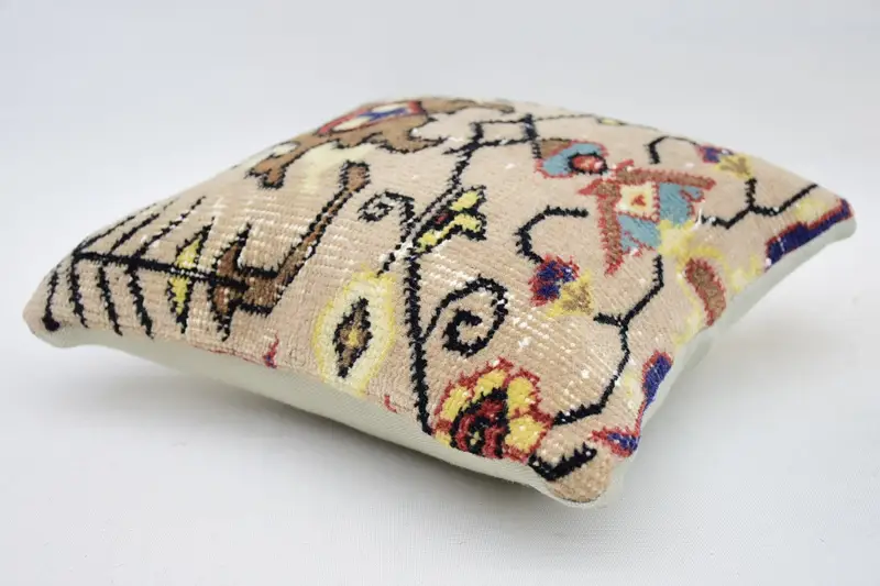 Art Deco Pillow, Vintage Kilim Pillow, Pillow for Sofa, Cushion Case, 12x12 Beige Pillow, Gift Pillow, Square Throw Pillow Cover - 5