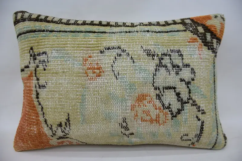 Living Room Throw Cushion, Vintage Kilim Pillow, 16x24 Beige Pillow Cover, Pillow for Sofa, Turkish Kilim Pillow, Cushion, Authentic Pillow Cover - 1