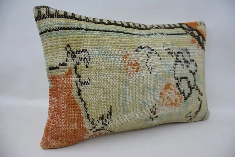 Living Room Throw Cushion, Vintage Kilim Pillow, 16x24 Beige Pillow Cover, Pillow for Sofa, Turkish Kilim Pillow, Cushion, Authentic Pillow Cover - 3