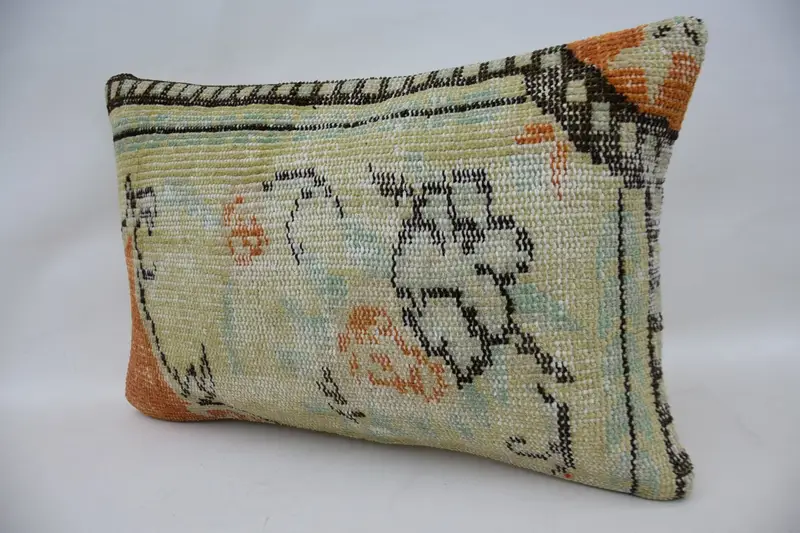 Living Room Throw Cushion, Vintage Kilim Pillow, 16x24 Beige Pillow Cover, Pillow for Sofa, Turkish Kilim Pillow, Cushion, Authentic Pillow Cover - 2